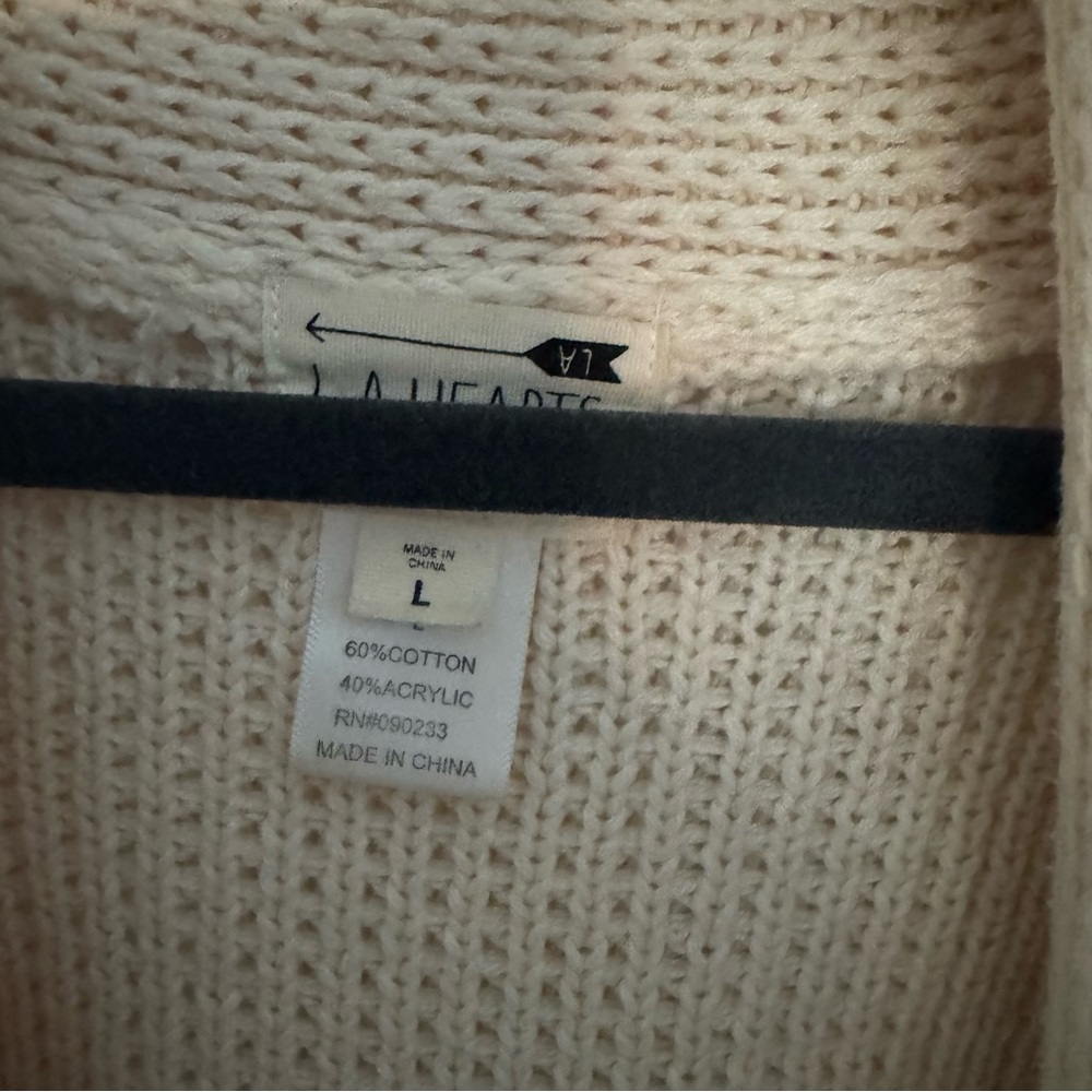 La Hearts Cream and Black Patterned Cardigan - Picture 3 of 3
